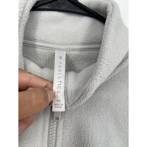 Fabletics Women Full Zip Up Fleece Jacket Mock Neck Long Sleeves Off White SZ M - Picture 3 of 7